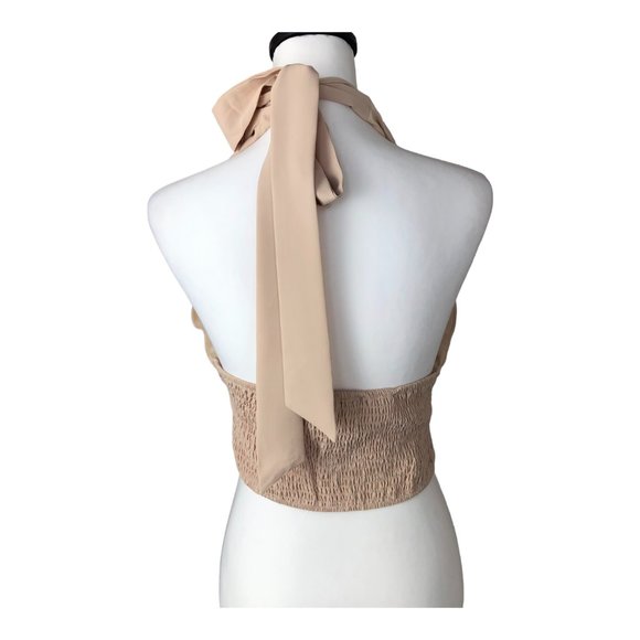 HYFVE, HYFVE, HYFVE, V-Neck Beige Halter Crop Top Sizes M - Picture 2 of 8
